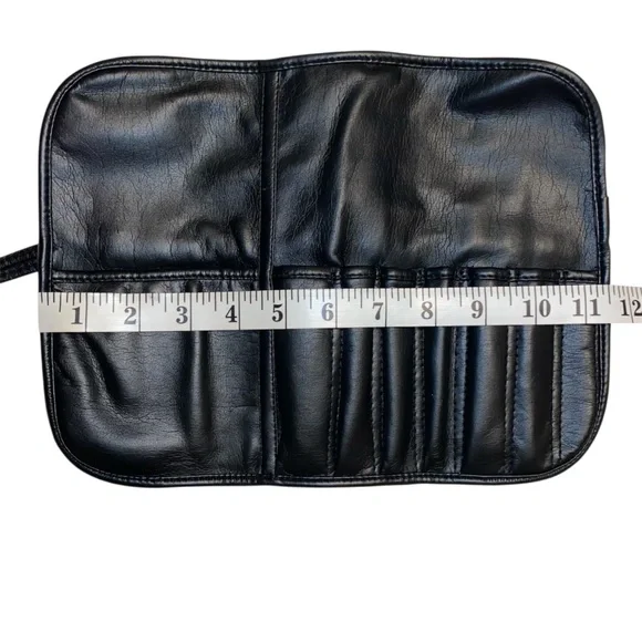 Makeup Brush Roll Black 8 Slot Faux Leather - Picture 6 of 8